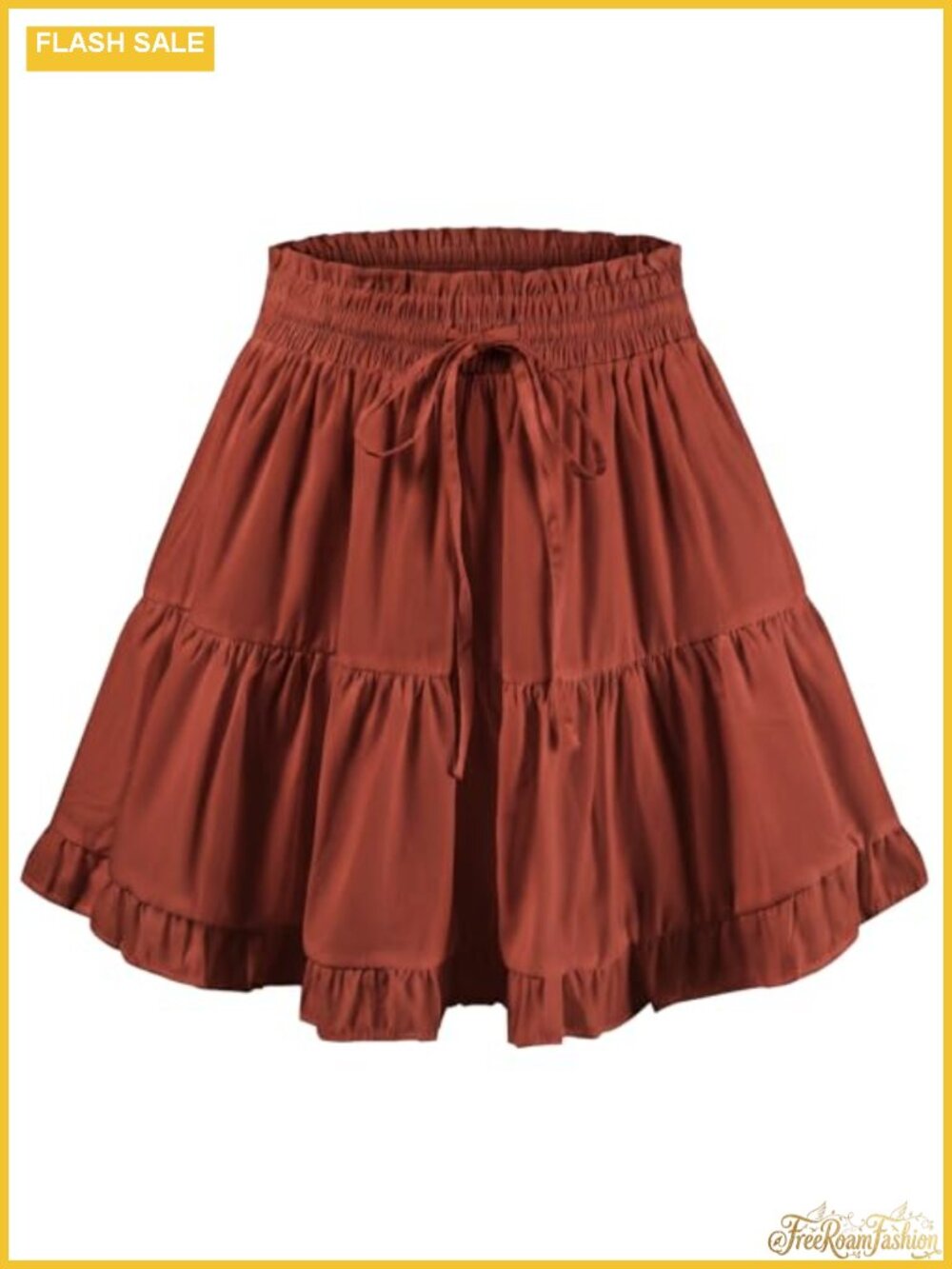 Women's Flowy Ruffle Mini Skirt High Waisted A-Line Polyester Nylon